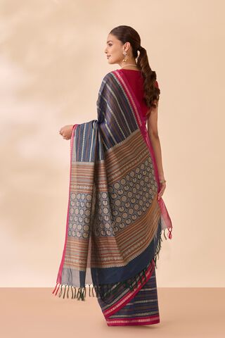Dark Blue Woven Pure Cotton Saree thumbnail image number null