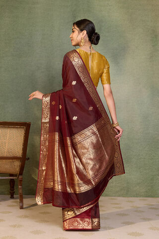 Dark Red Banarasi Inspired Design Silk Viscose Kadwa Saree thumbnail image number null