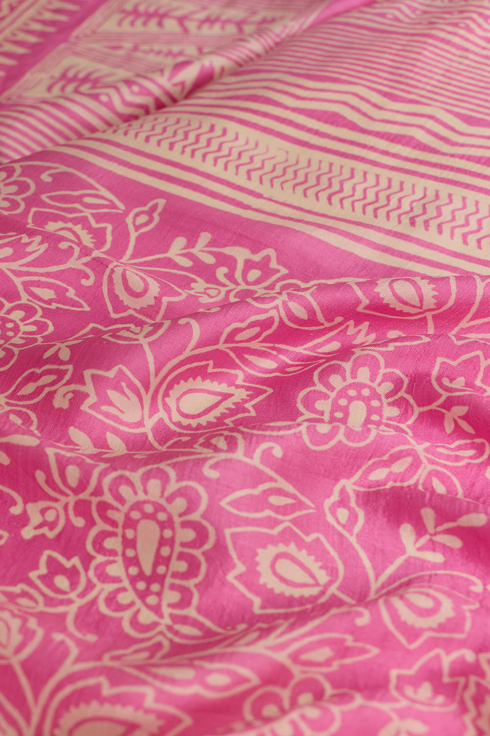 Pink Murshidabad Block Printed Pure Silk Saree image number null