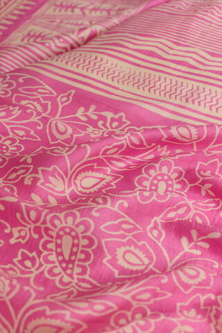 Pink Murshidabad Block Printed Pure Silk Saree thumbnail image number null