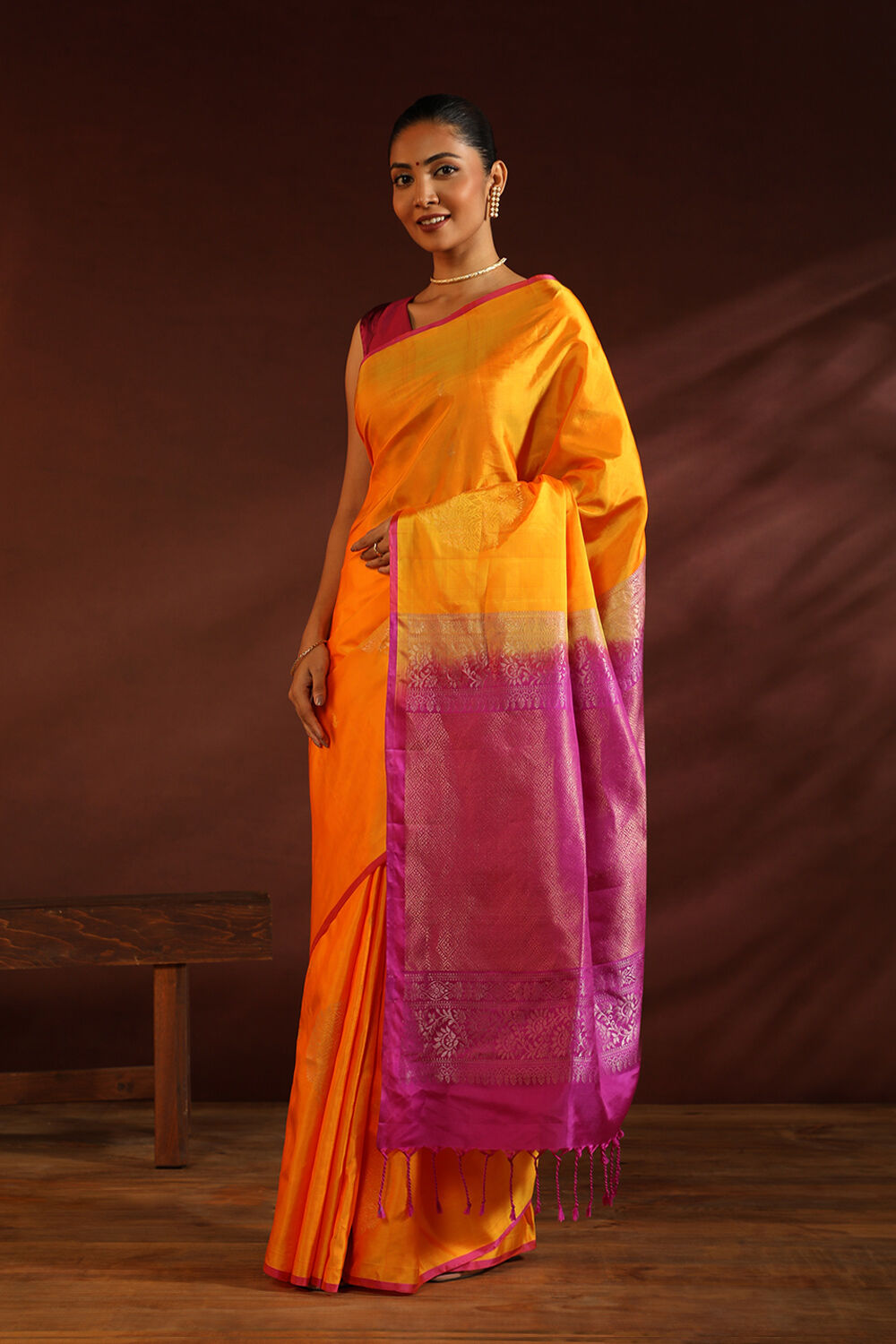 Yellow South Pure Silk Woven Saree image number null