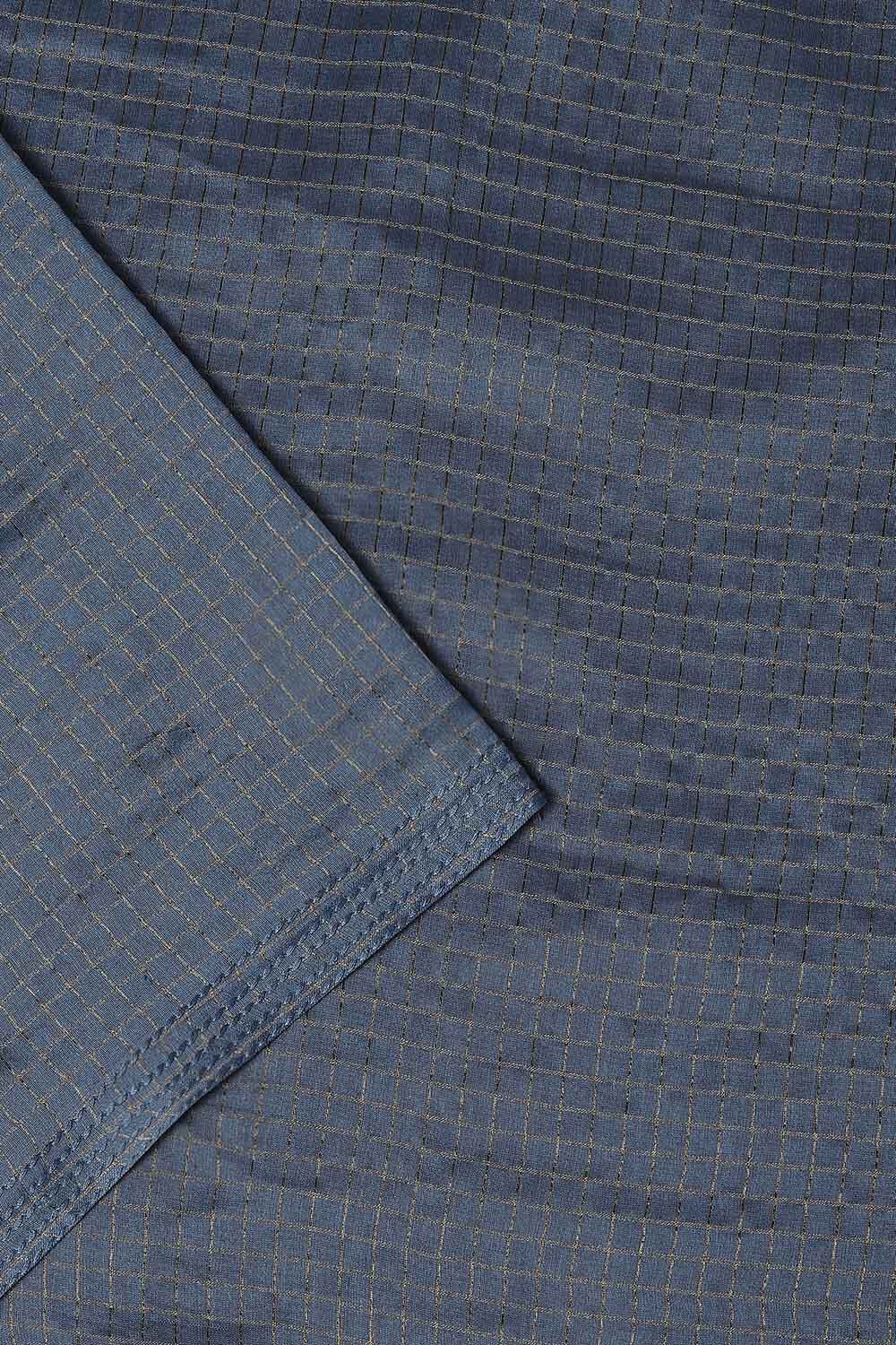 Light Blue Silk Cotton Embroidered Unstitched Suit Set image number null