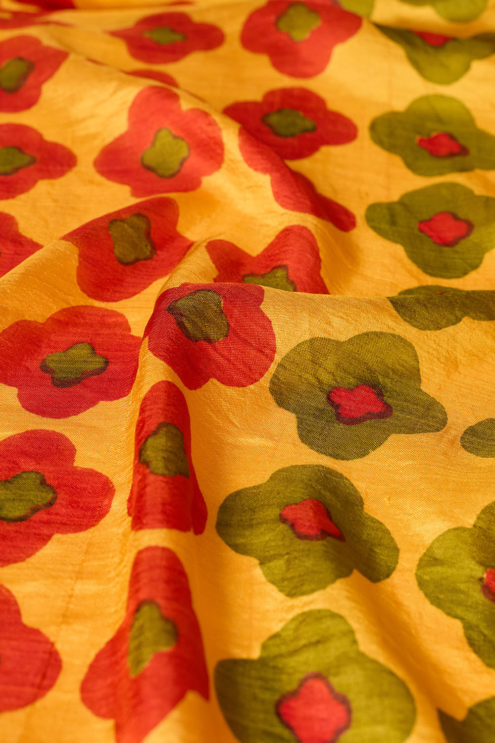 Yellow Pure Silk Block Printed Bengal Saree image number null