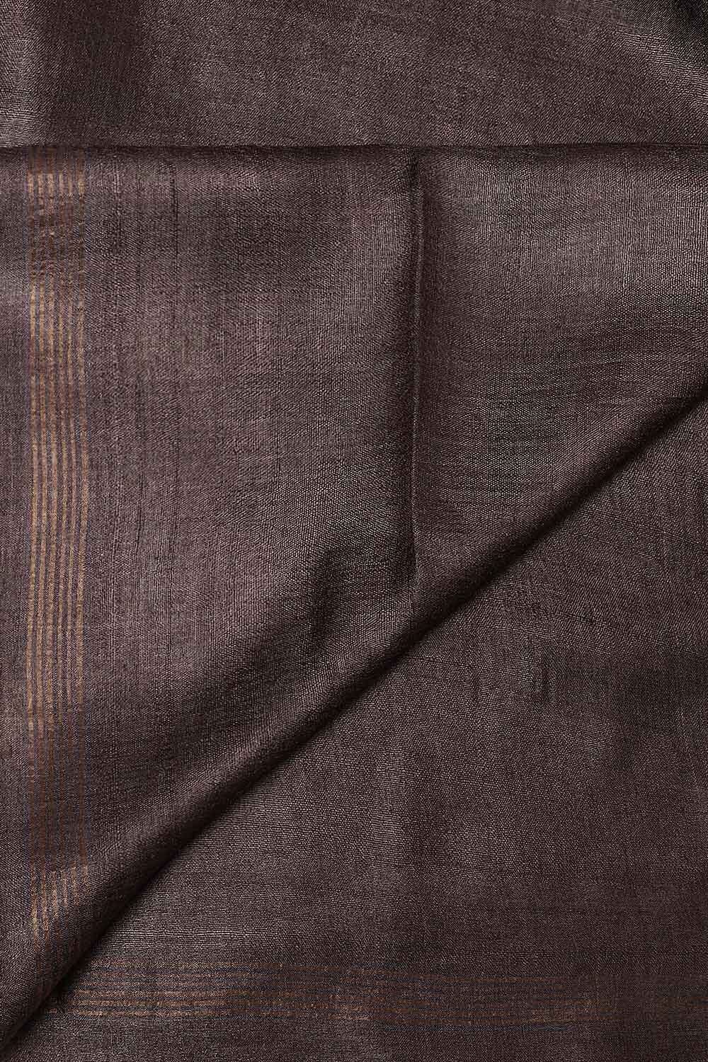 Brown Pure Silk Tussar Jamdani Saree image number null