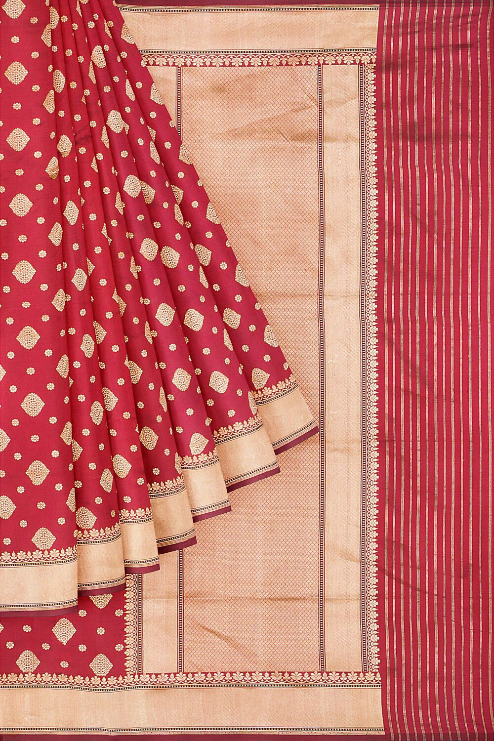 Dark Red Pure Silk Banarasi Brocade Saree image number null