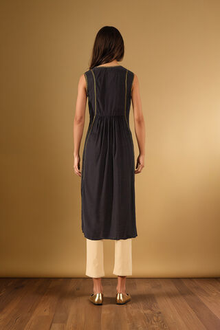 Black Embroidered Viscose Kurta thumbnail image number null