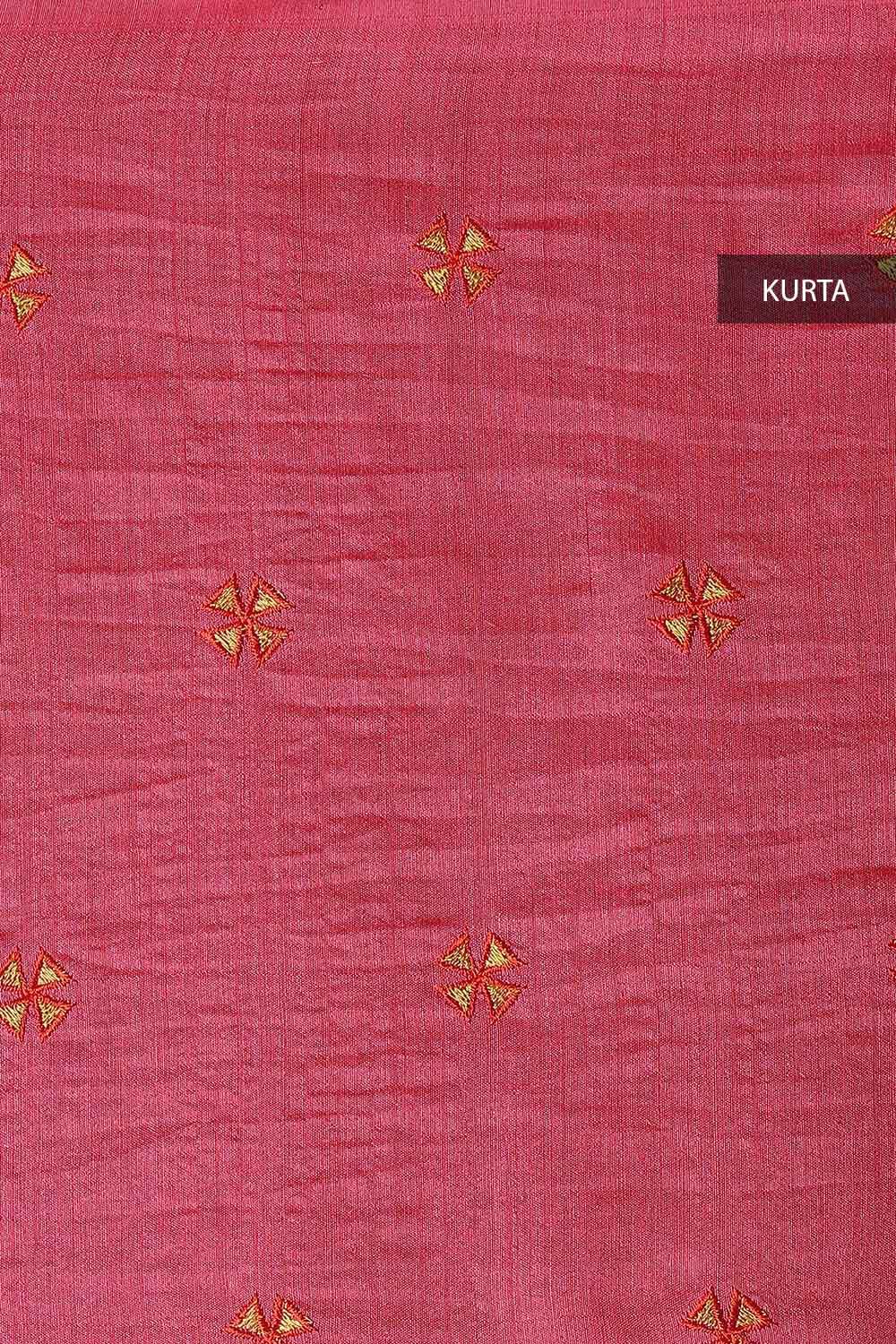 Pink Embroidered Silk Unstitched Suit Set image number null