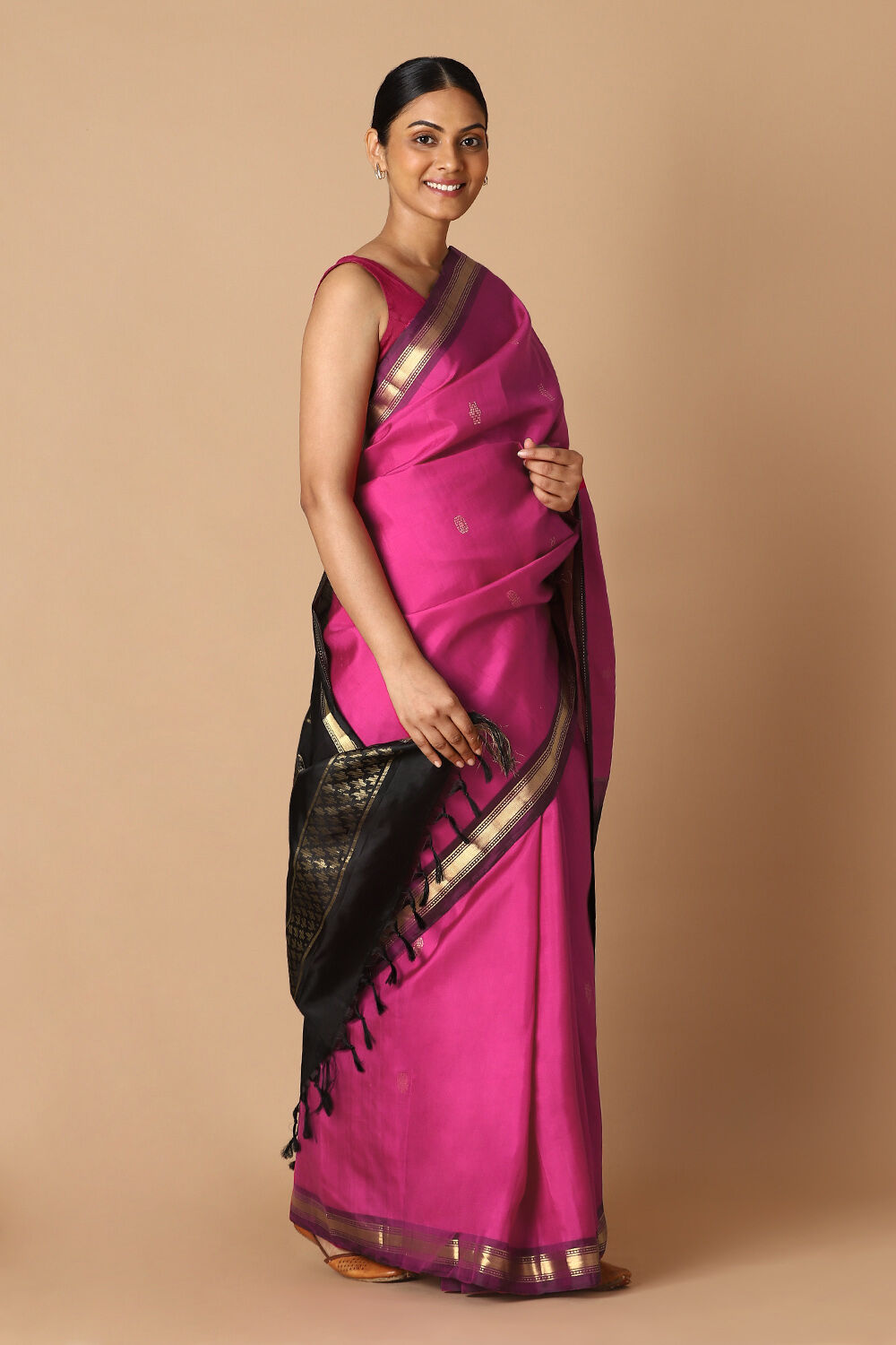 Pink Pure Silk Kanjivaram inspired Saree image number null