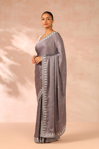 Grey Viscose Modal Embroidery Saree thumbnail image number null