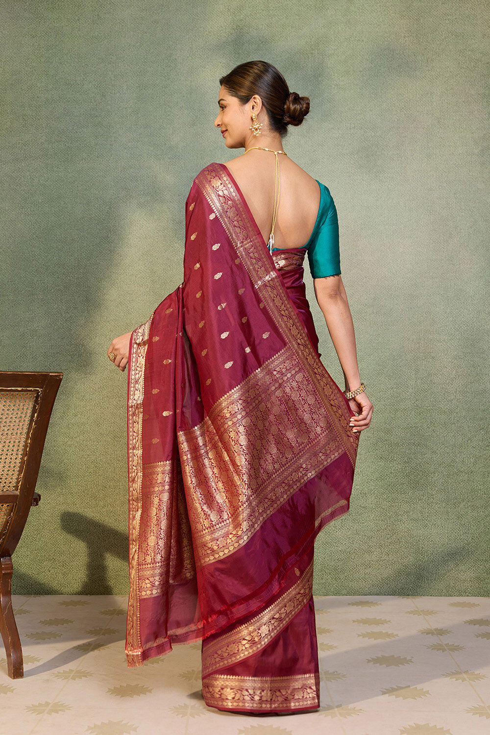 Purple Silk Viscose Cutwork Banaras  Saree image number null