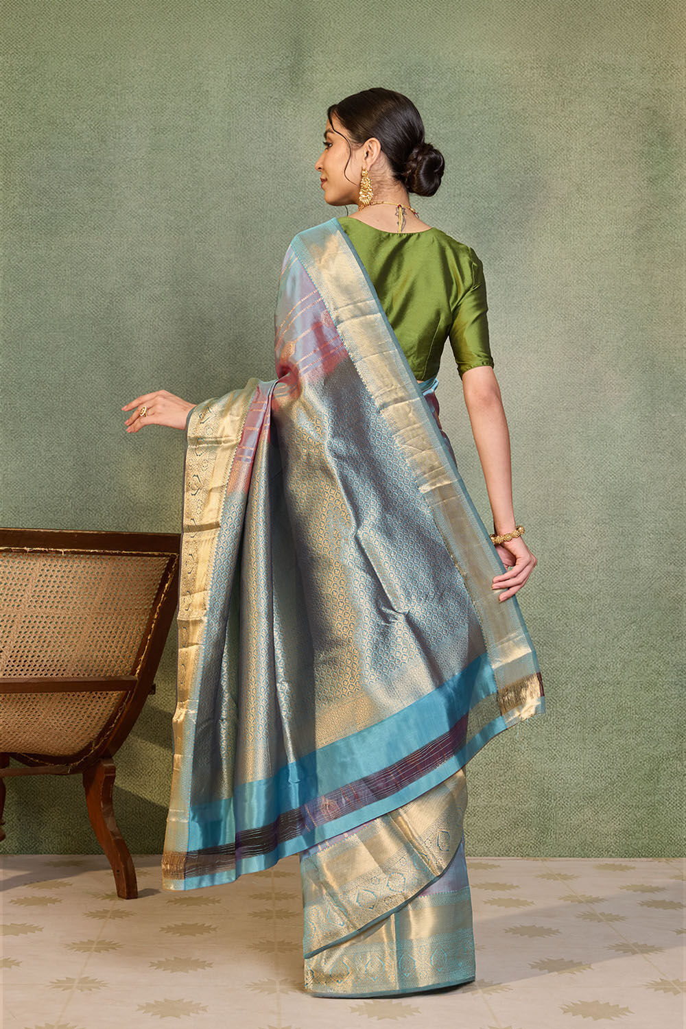 Light Blue Woven Apsara Silk Viscose Saree image number null