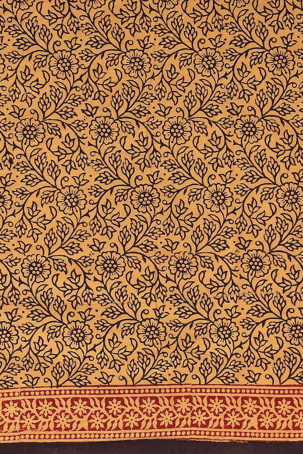 Beige Pure Cotton Bagh Printed Saree image number null