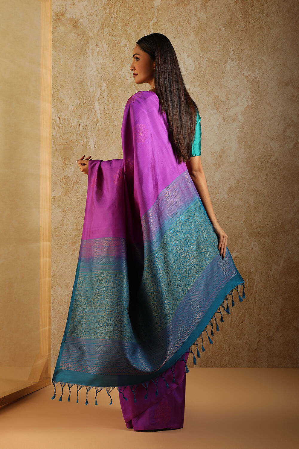 Purple South Pure Silk Woven Saree image number null