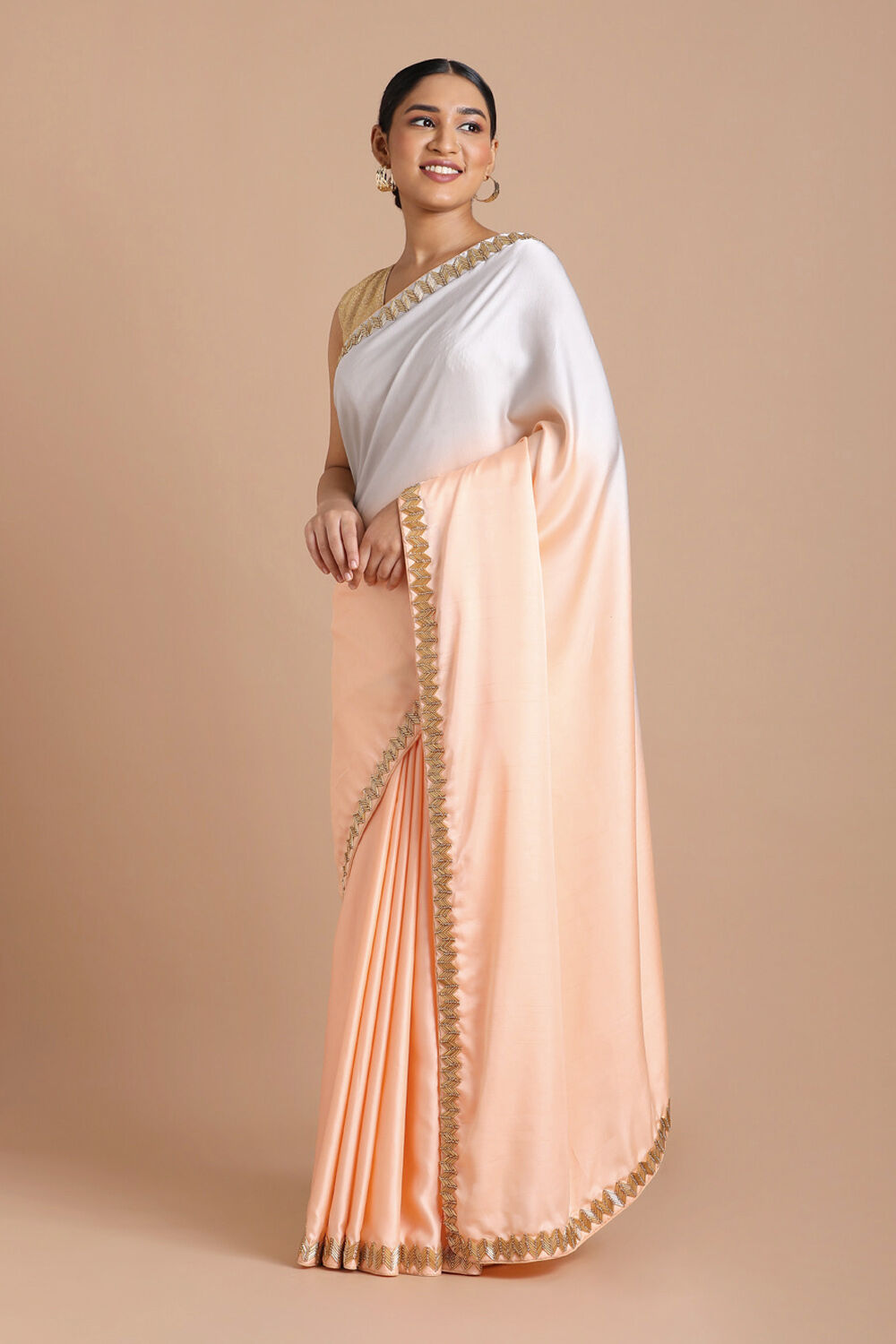 Light Pure Orange Embroidered Saree image number null