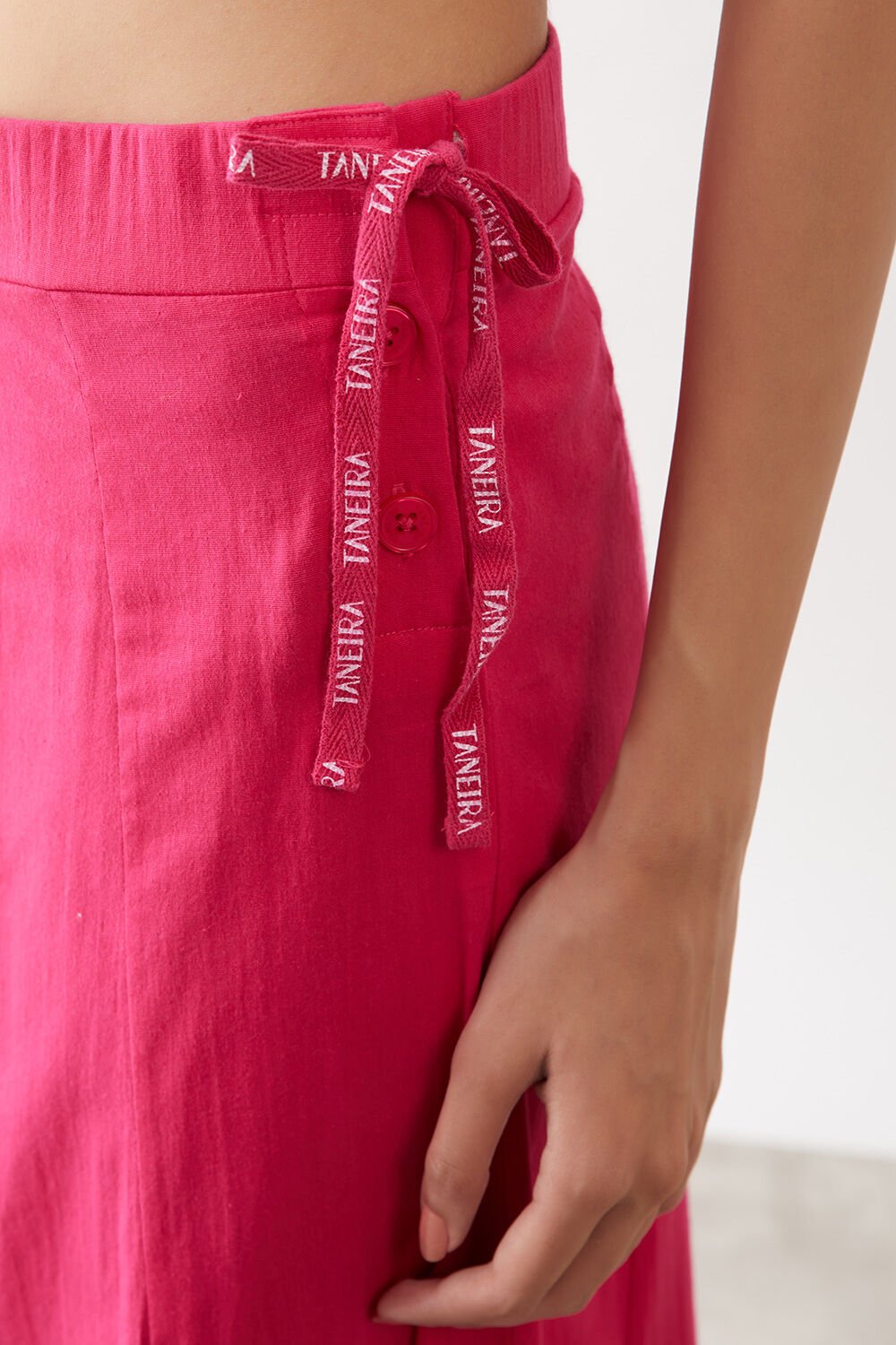 Pink Woven Cotton Lycra Skirt image number null