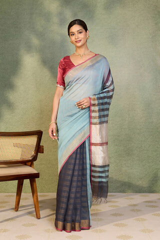 Light Blue Bhagalpur Woven Silk Viscose Saree thumbnail image number null