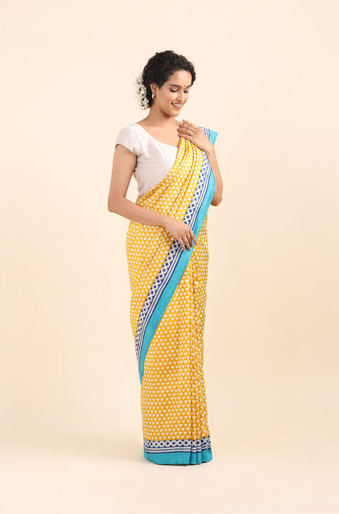 Multicolored Pure Silk Printed Saree