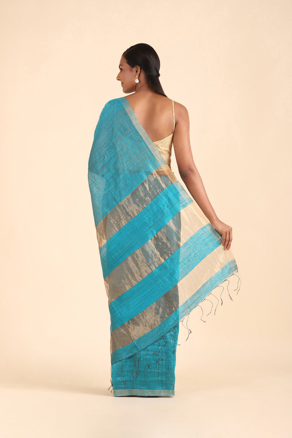 Light Blue Pure Silk Vanya Bengal Saree image number null