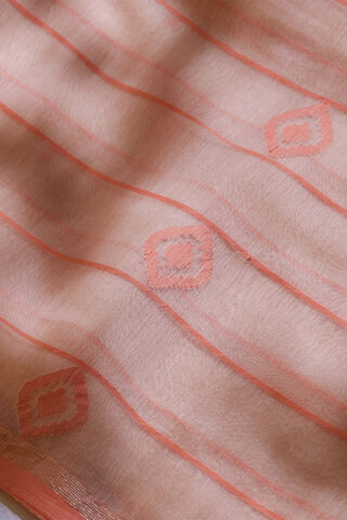 Light Orange Silk Khadi Cotton Bengal Jamdani Saree thumbnail image number null