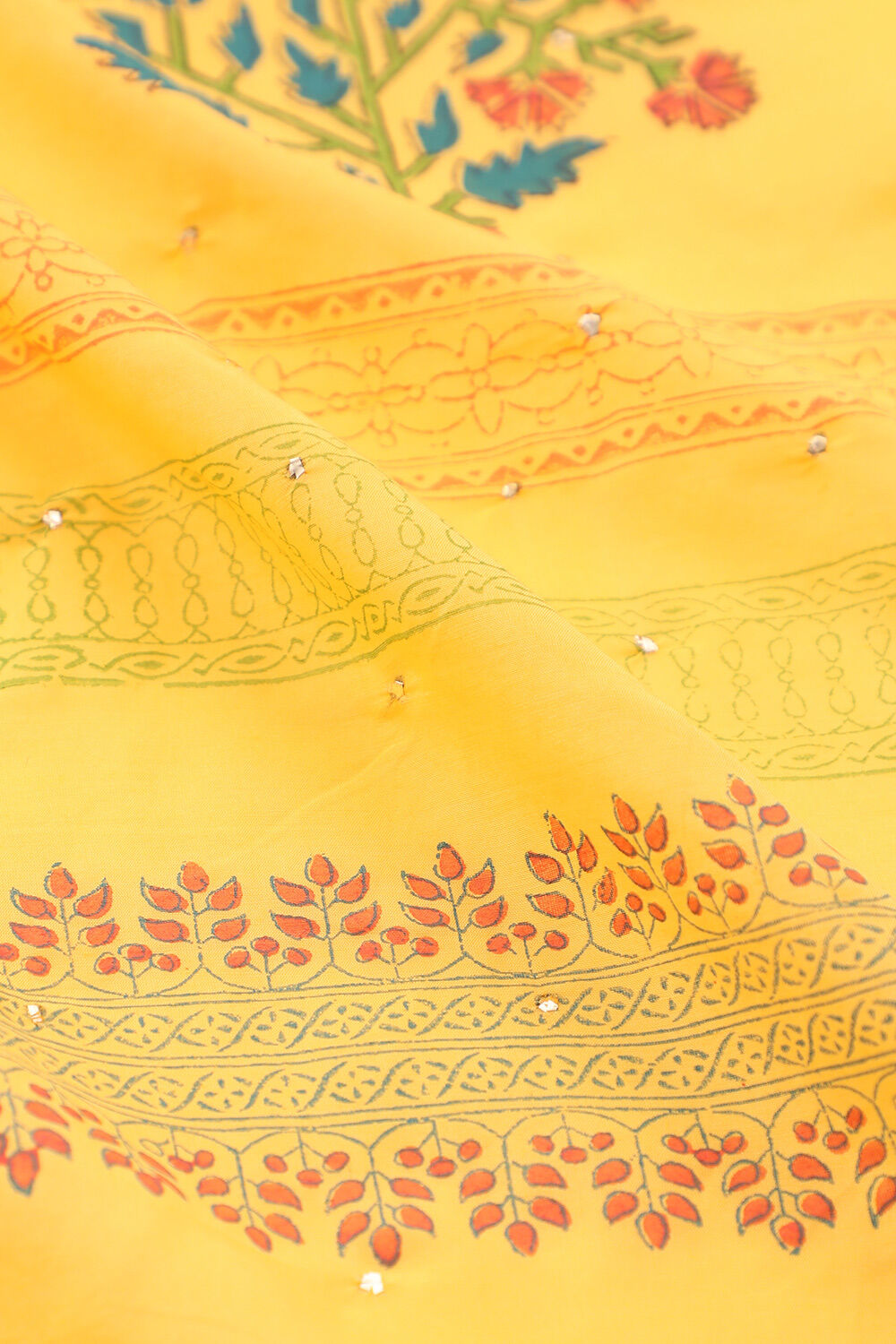 Yellow Craft Pure Silk Cotton Sanganeri Block Print Saree image number null