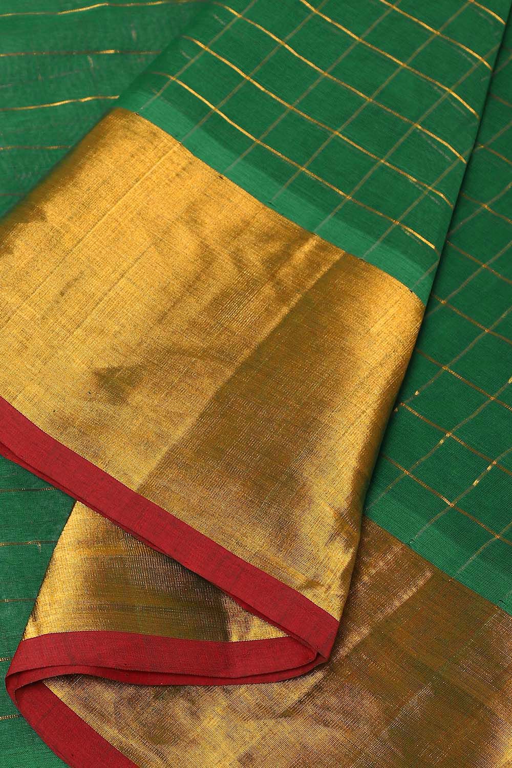 Green Pure Cotton Venkatgiri Saree image number null