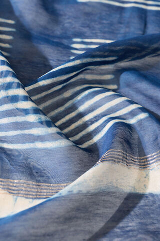 Off White Block Printed Pure Silk Cotton Rajasthan Saree thumbnail image number null