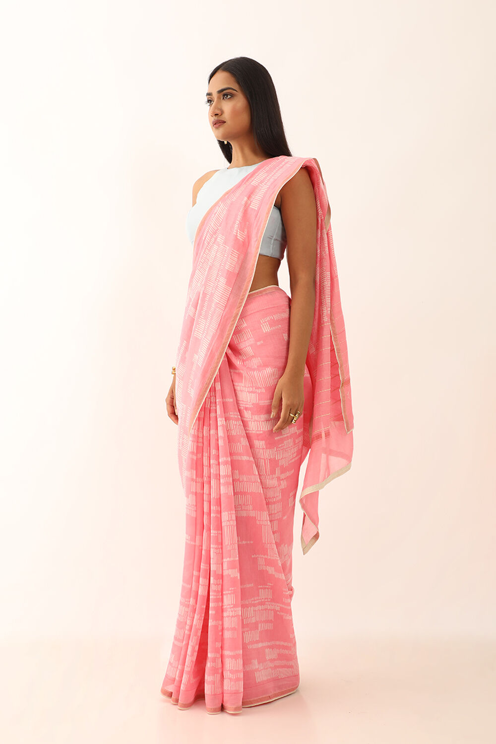Pink Pure Silk Cotton Bagru Printed Saree image number null