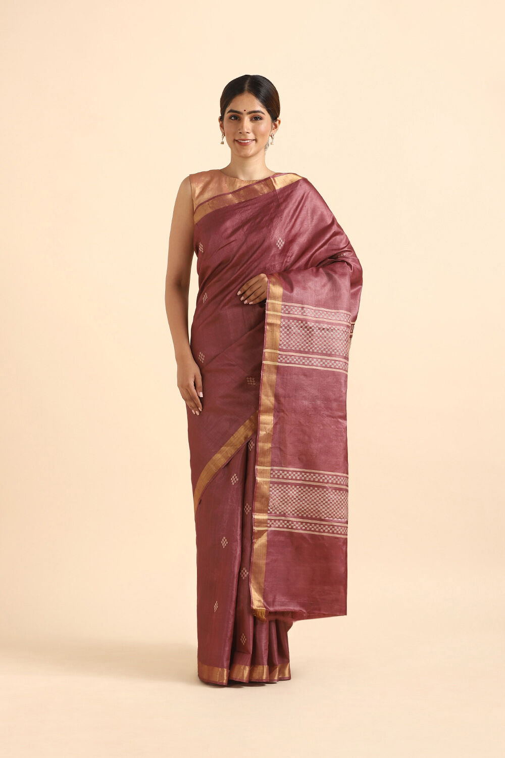 Brown Pure Pure Tussar Woven Saree image number null