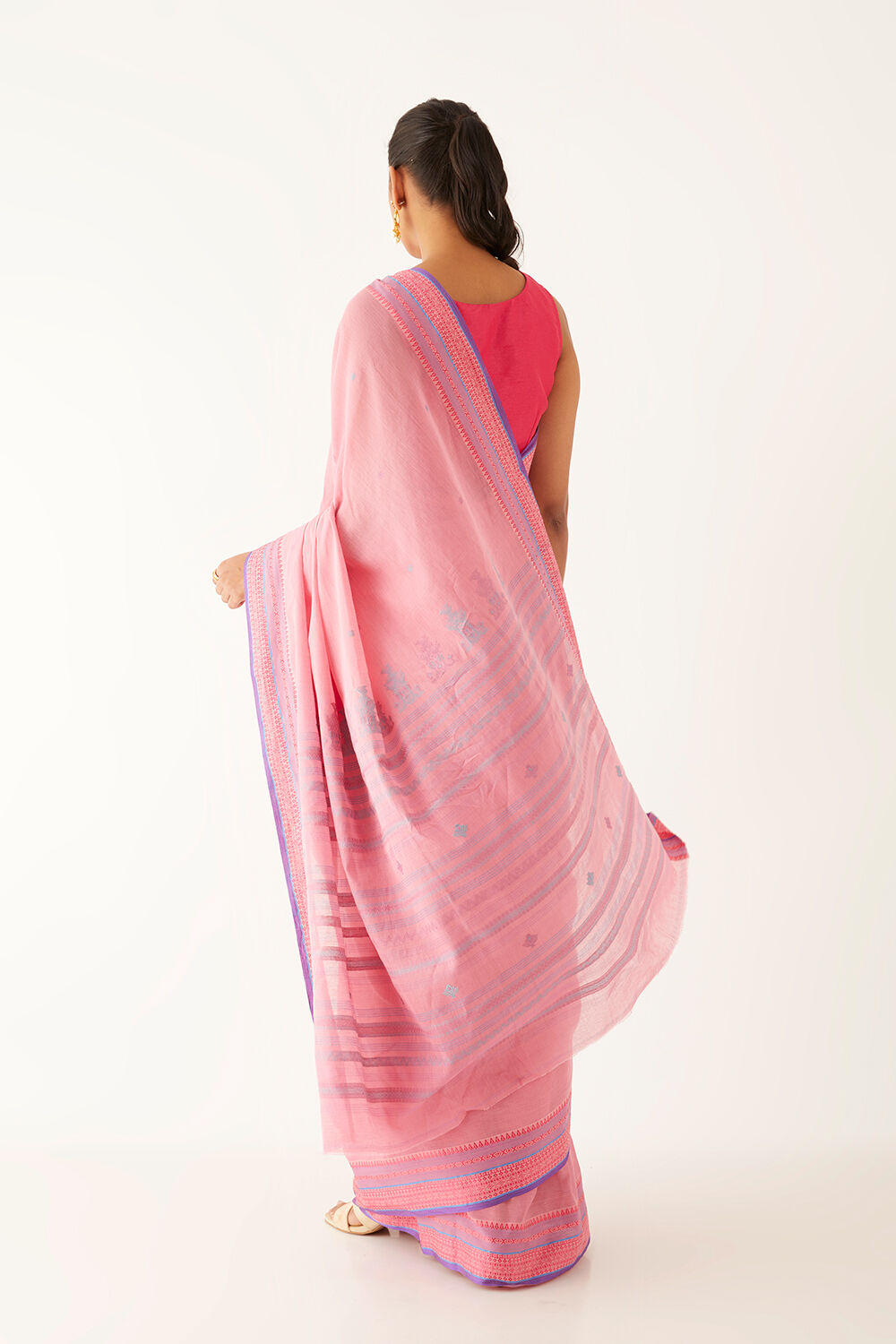 Light Pink Pure Cotton Bengali Jamdani Saree image number null