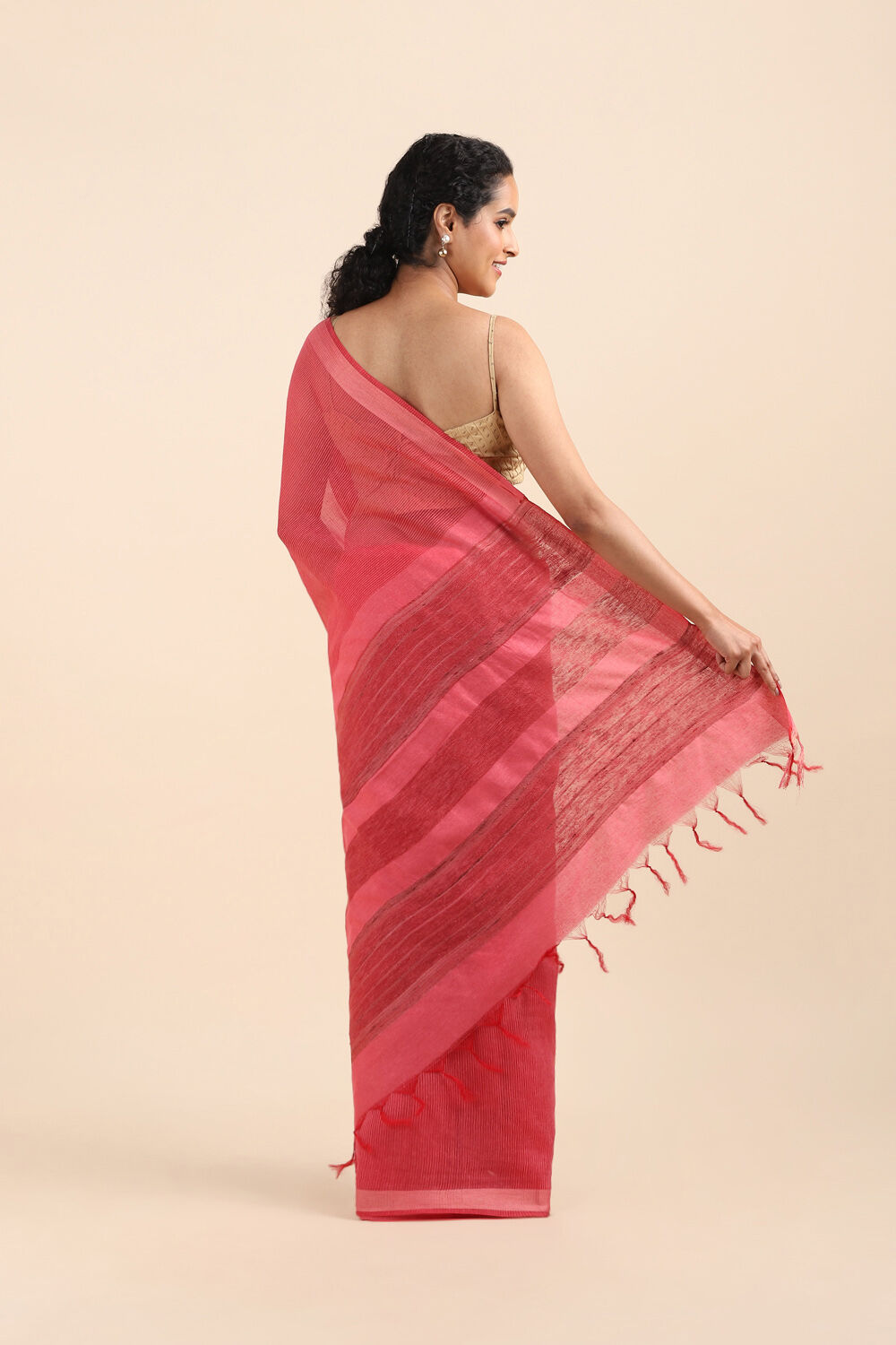 Red Pure Silk Woven Saree image number null
