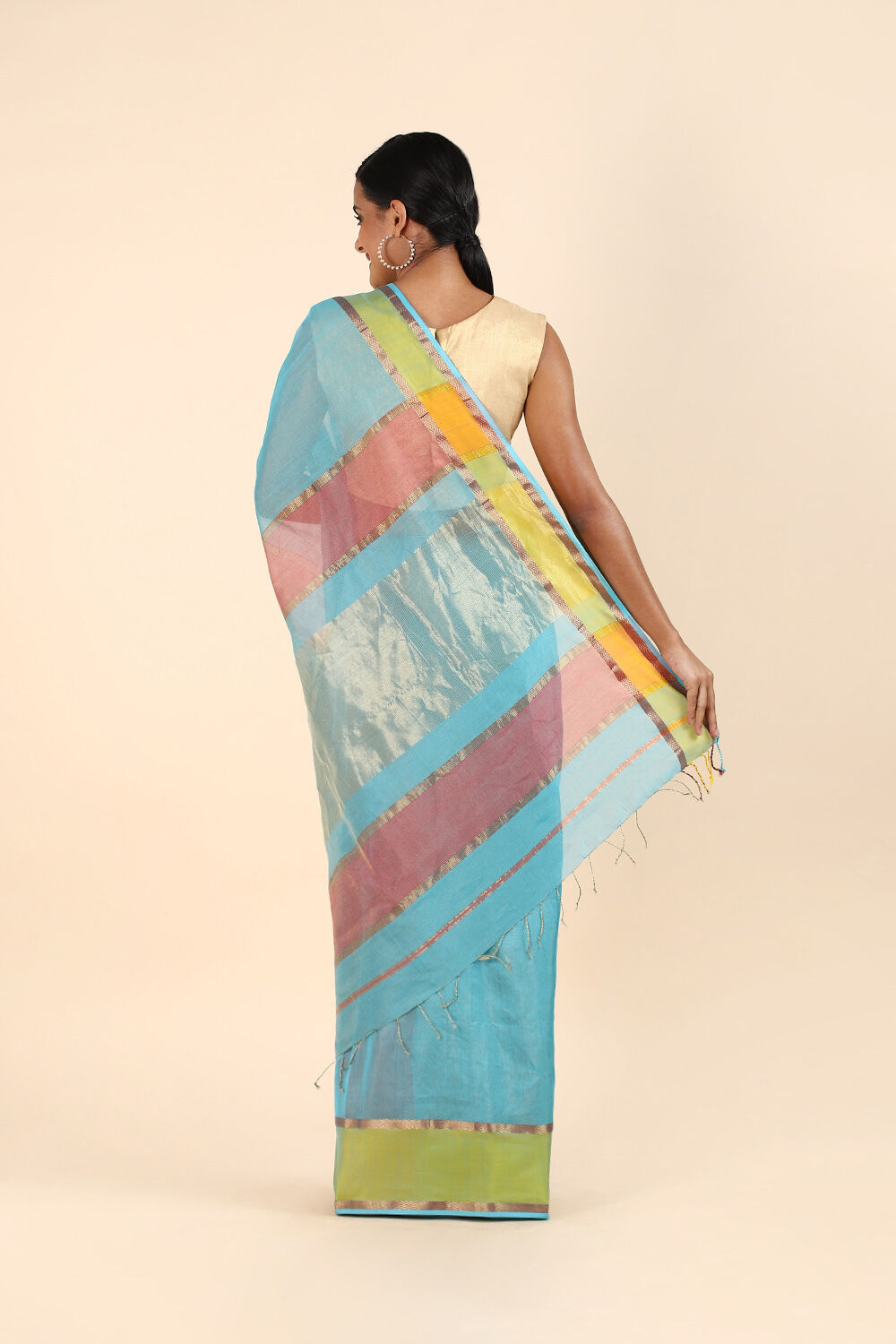 Light Blue Pure Silk Cotton Maheswari Saree image number null
