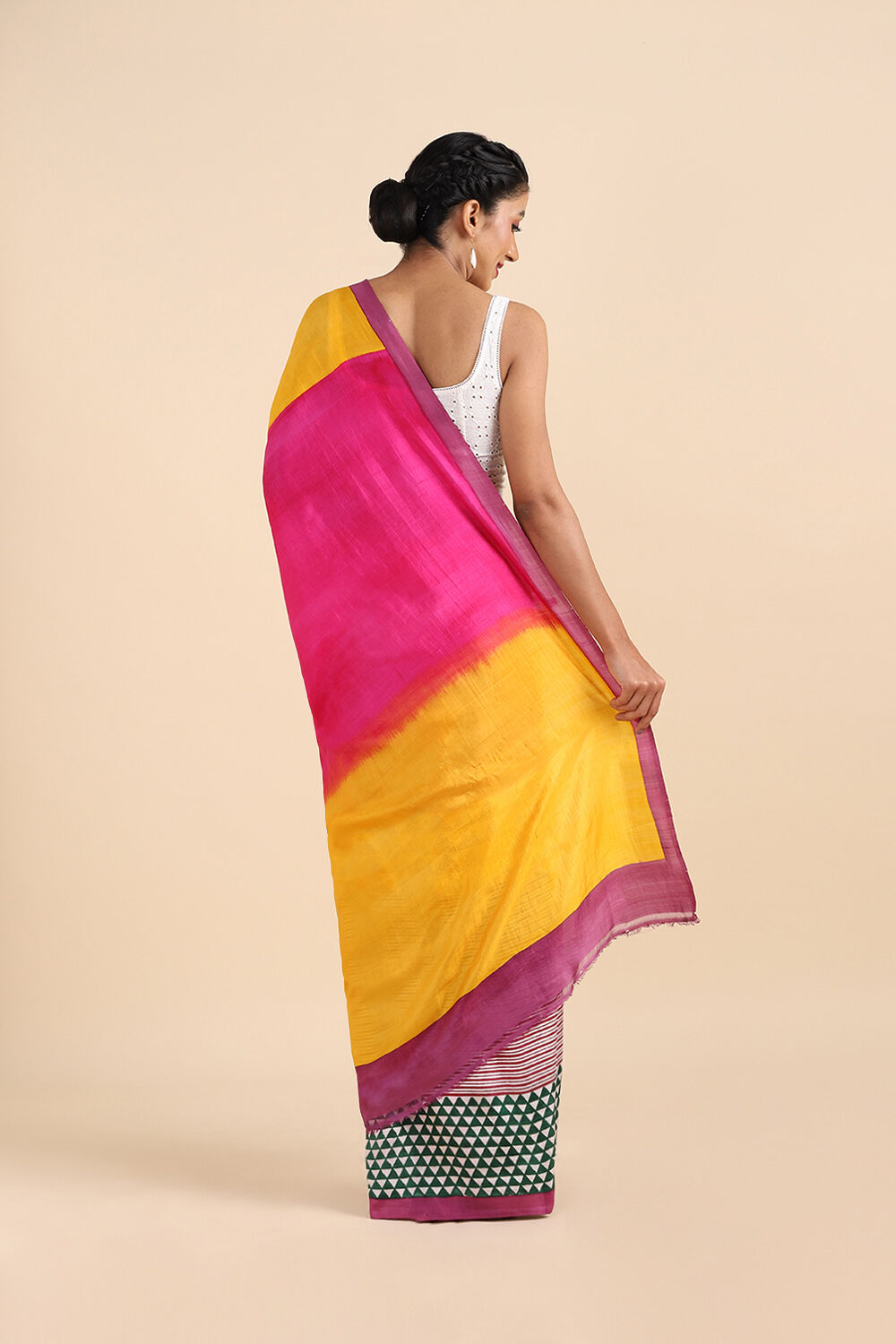 Yellow Pure Silk Printed Saree image number null