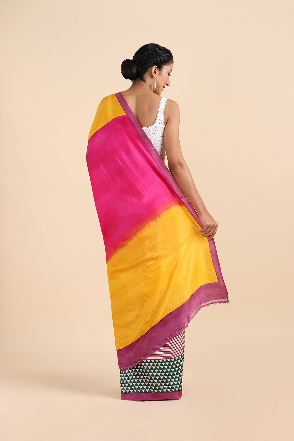 Yellow Pure Silk Printed Saree image number null