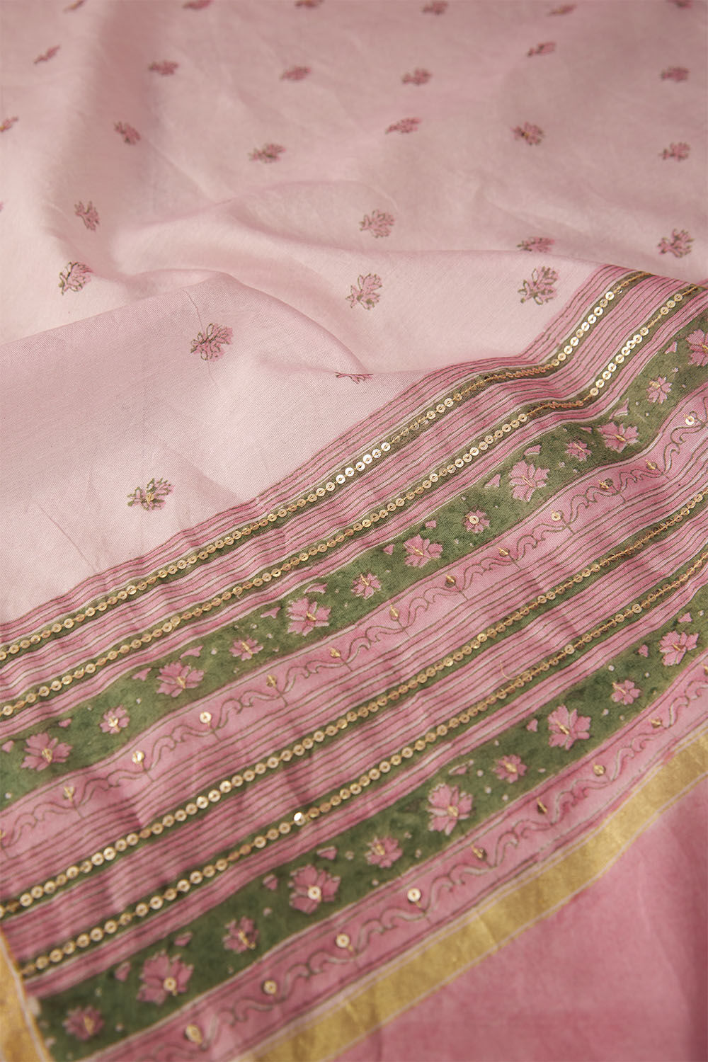 Pink Contemporary Pure Silk Cotton Printed Sanganeri Saree image number null
