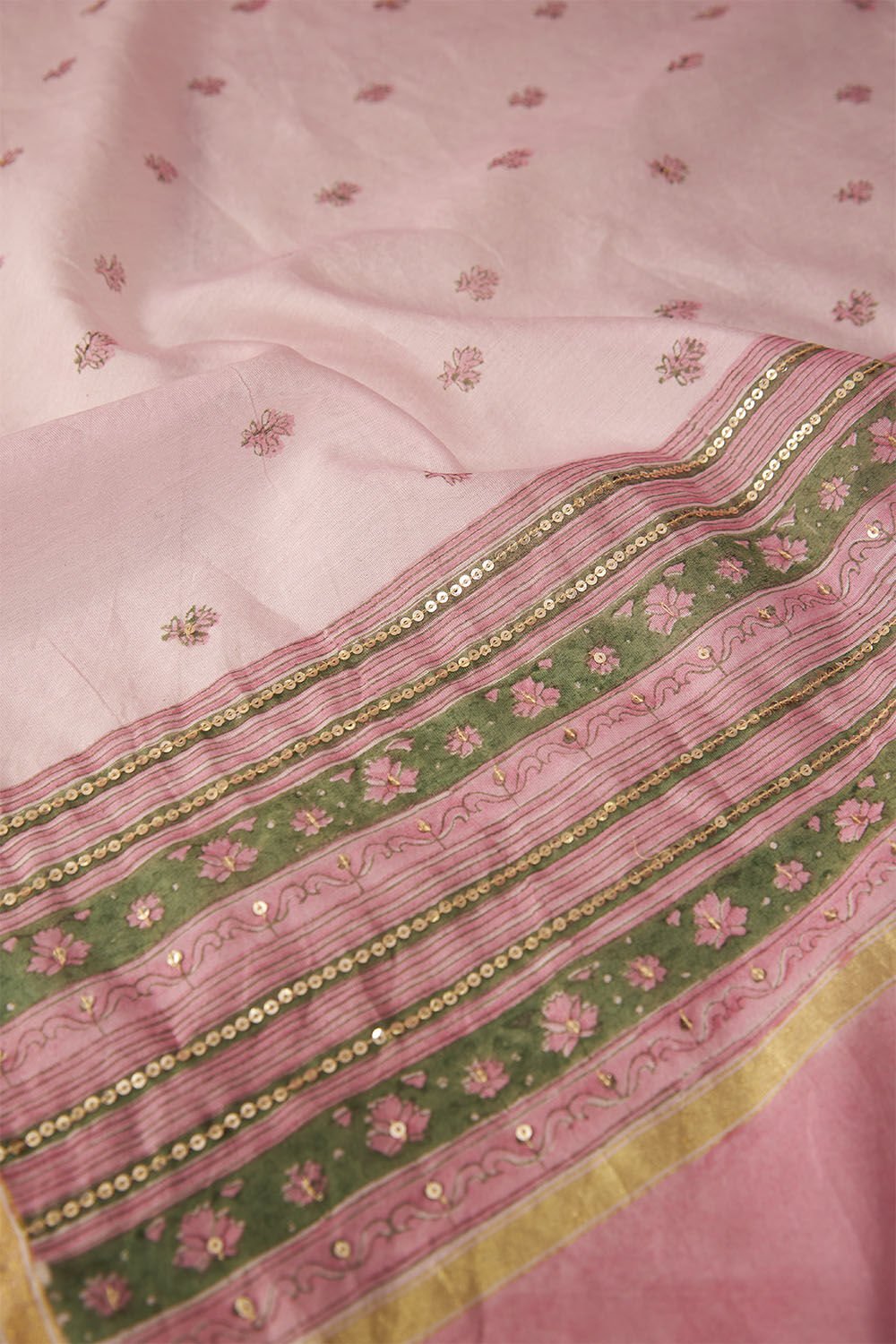 Pink Contemporary Pure Silk Cotton Printed Sanganeri Saree image number null