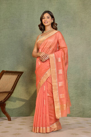 Pink Woven Pure Silk Cotton Chanderi Saree thumbnail image number null
