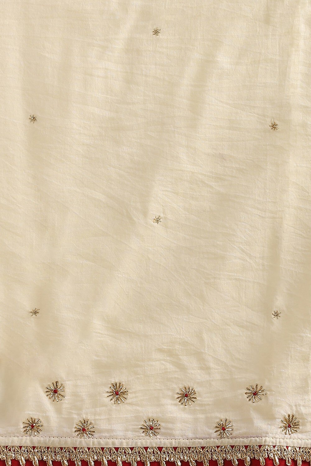 Beige Pure Cotton Embroidered Saree image number null