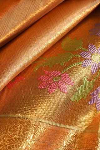 Gold Woven Pure Organza Tissue Kanjivaram Saree thumbnail image number null