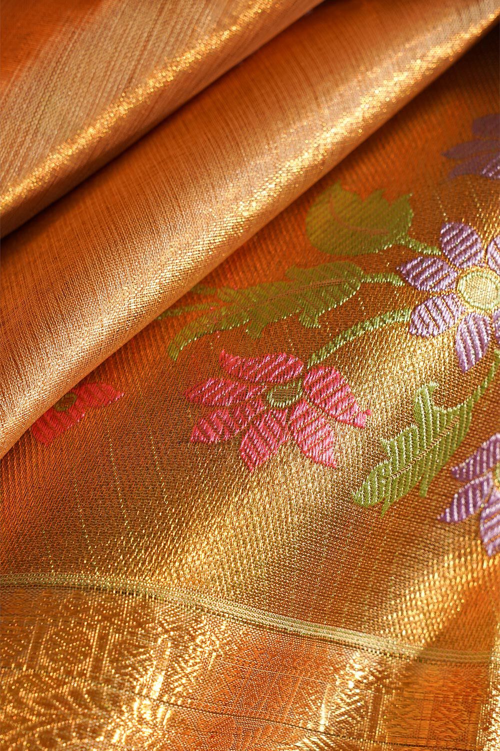 Gold Woven Pure Organza Tissue Kanjivaram Saree image number null