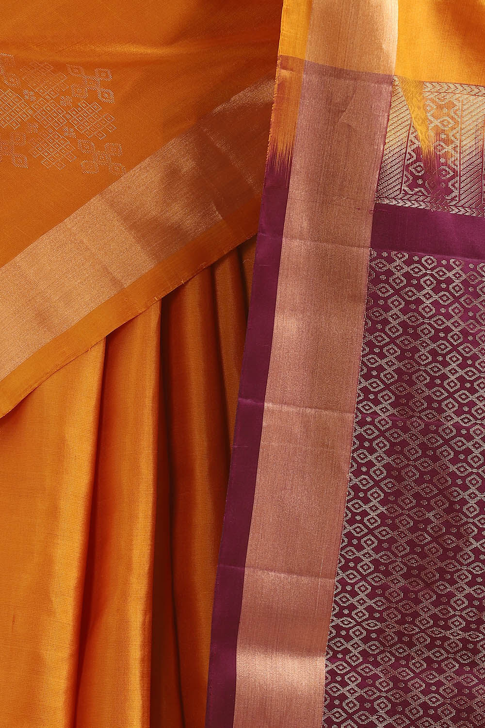 Dark Orange Pure Silk South Saree image number null