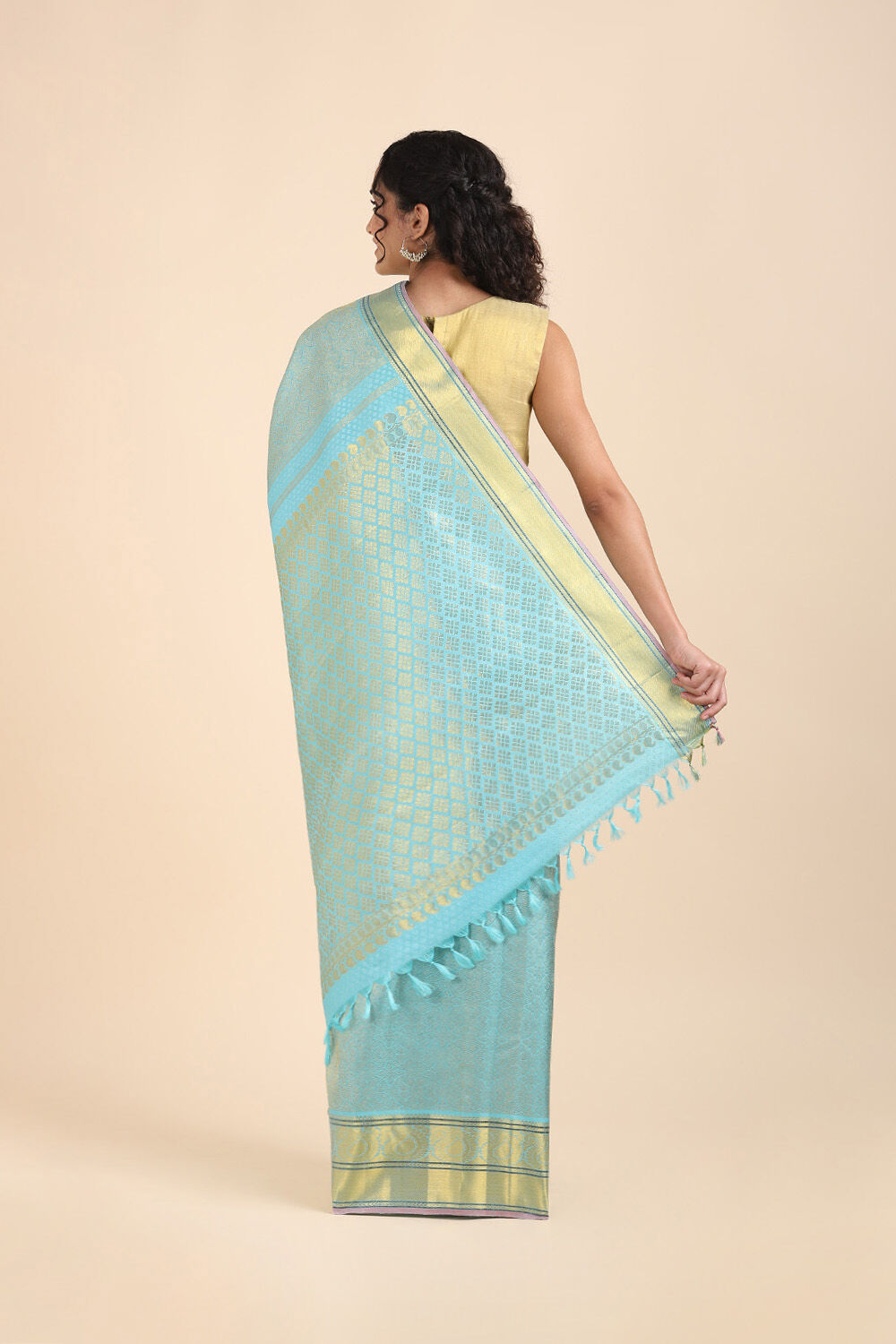 Light Blue Pure Silk Kanjivaram Saree image number null