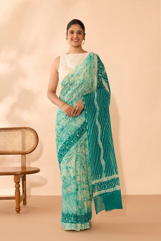 Green Ujjain Pure Cotton Batik Saree thumbnail image number null