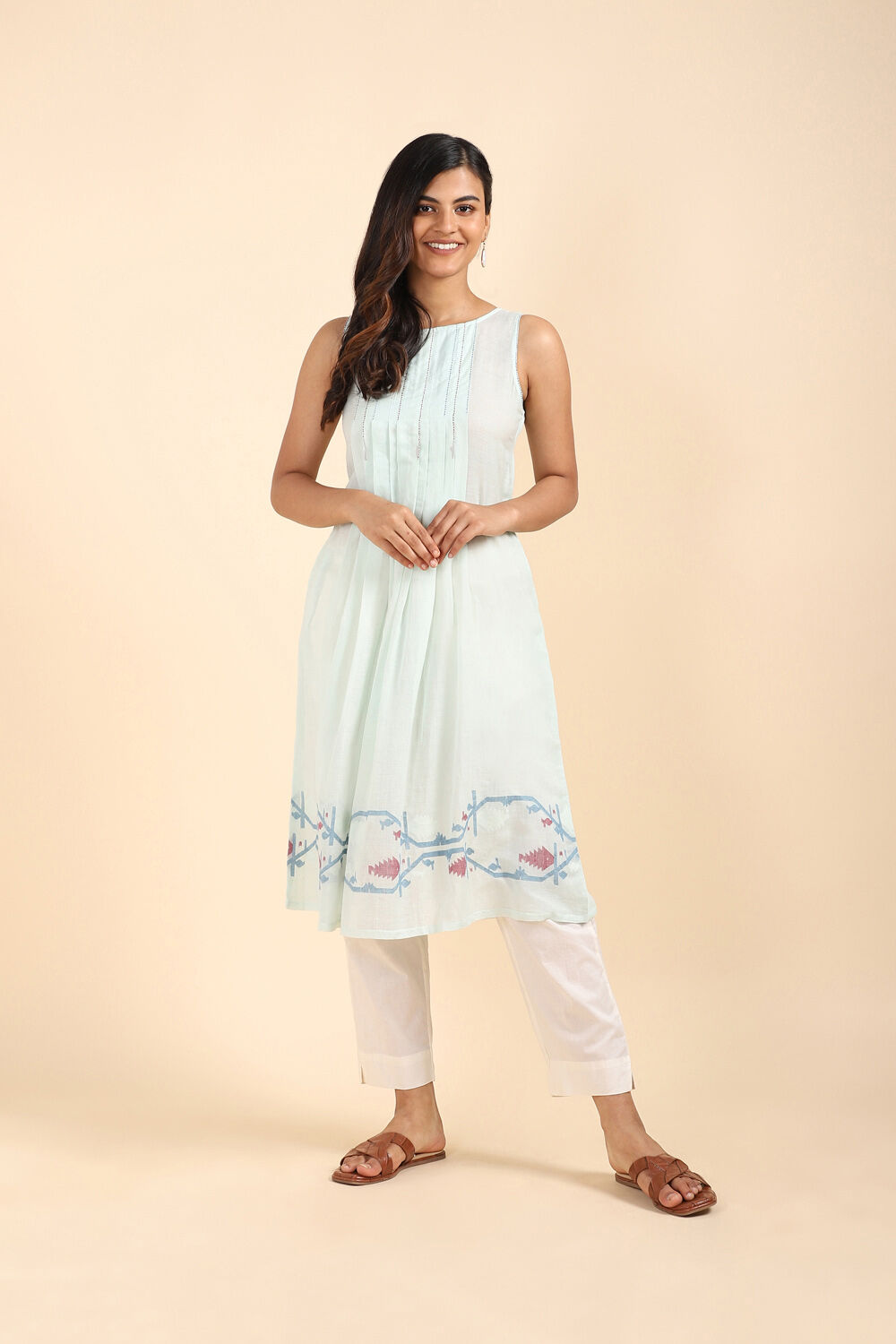 Light Blue Cotton Jamdani Kurta image number null