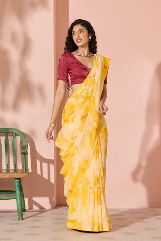 Yellow Sequin Viscose Georgette Saree thumbnail image number null