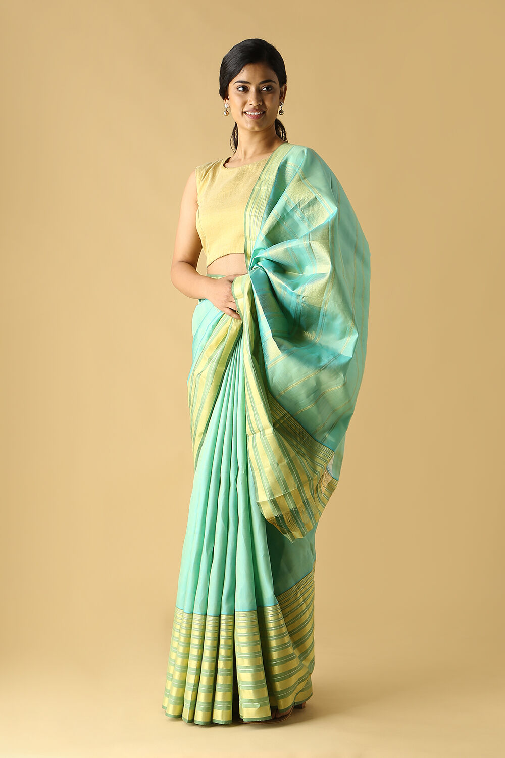 Light Blue Pure Silk Kanjivaram Saree image number null