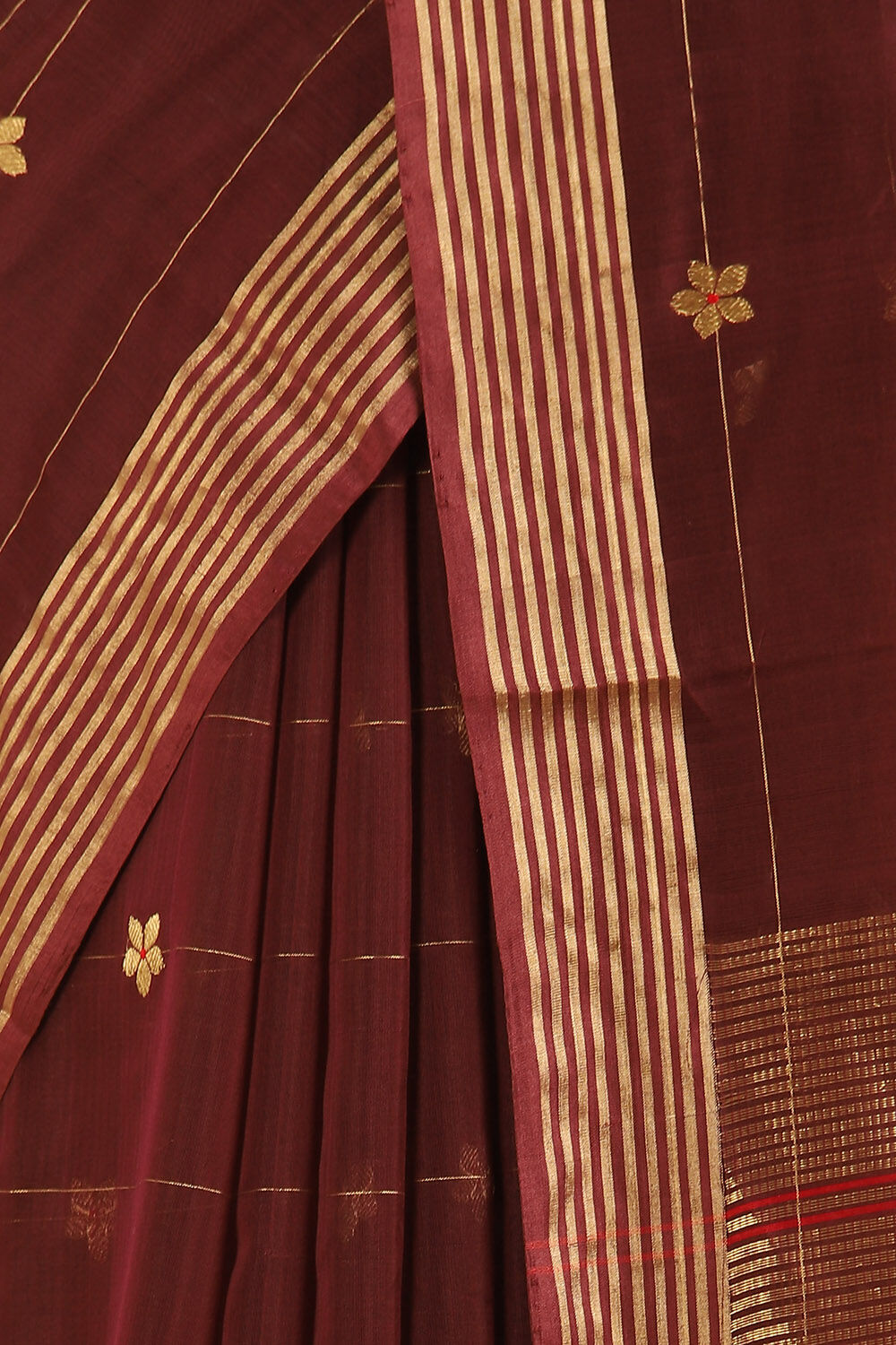 Brown Pure Silk Cotton Chanderi Saree image number null