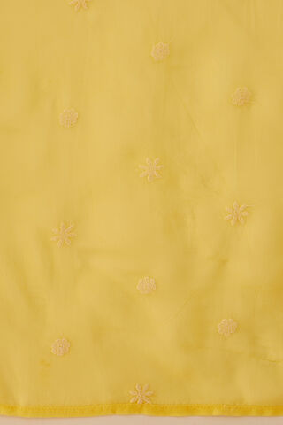 Yellow Viscose Organza Embroidered Saree thumbnail image number null