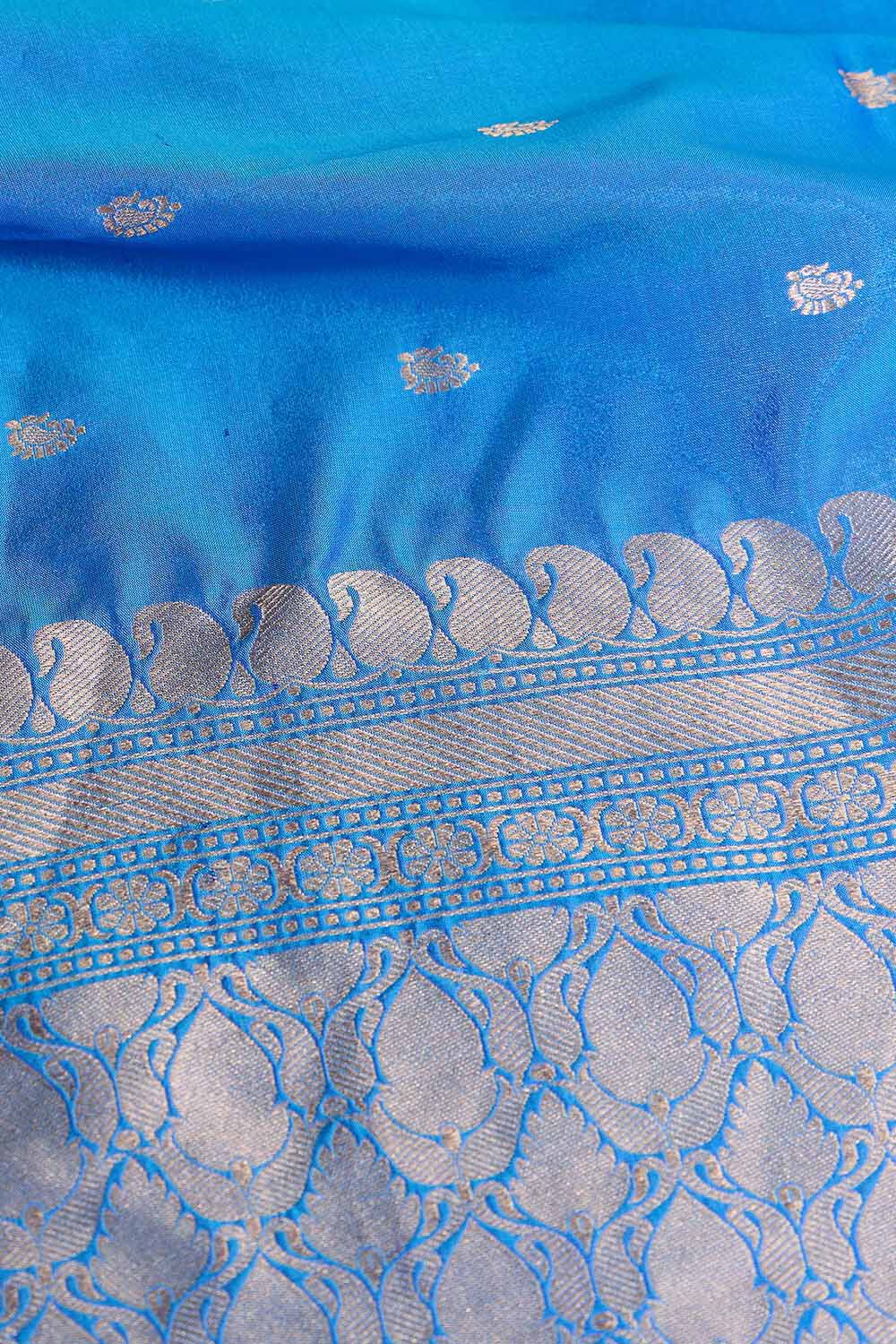 Blue Silk Viscose Cutwork Saree image number null