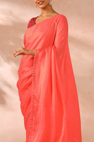 Orange Woven Viscose Luxe Saree thumbnail image number null