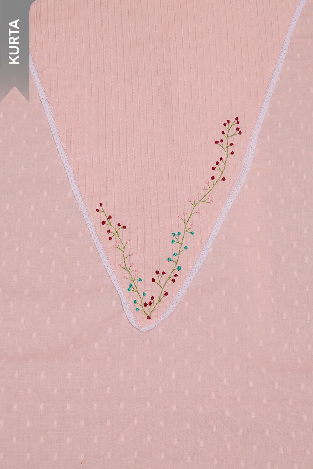 Light Pink Pure Cotton Embroidered Unstitched Suit Set image number null